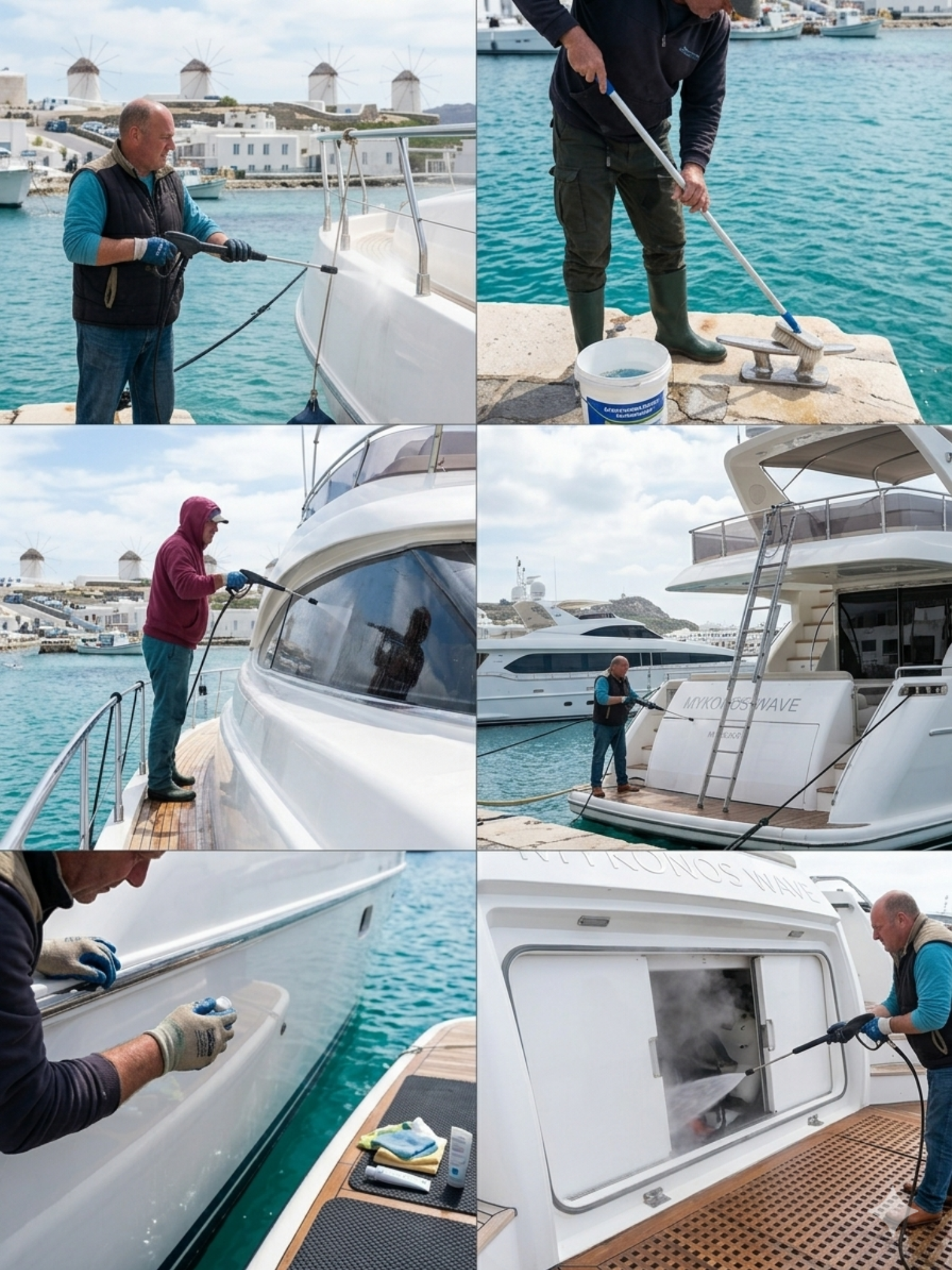 Καθαρισμός yacht στη Μύκονο